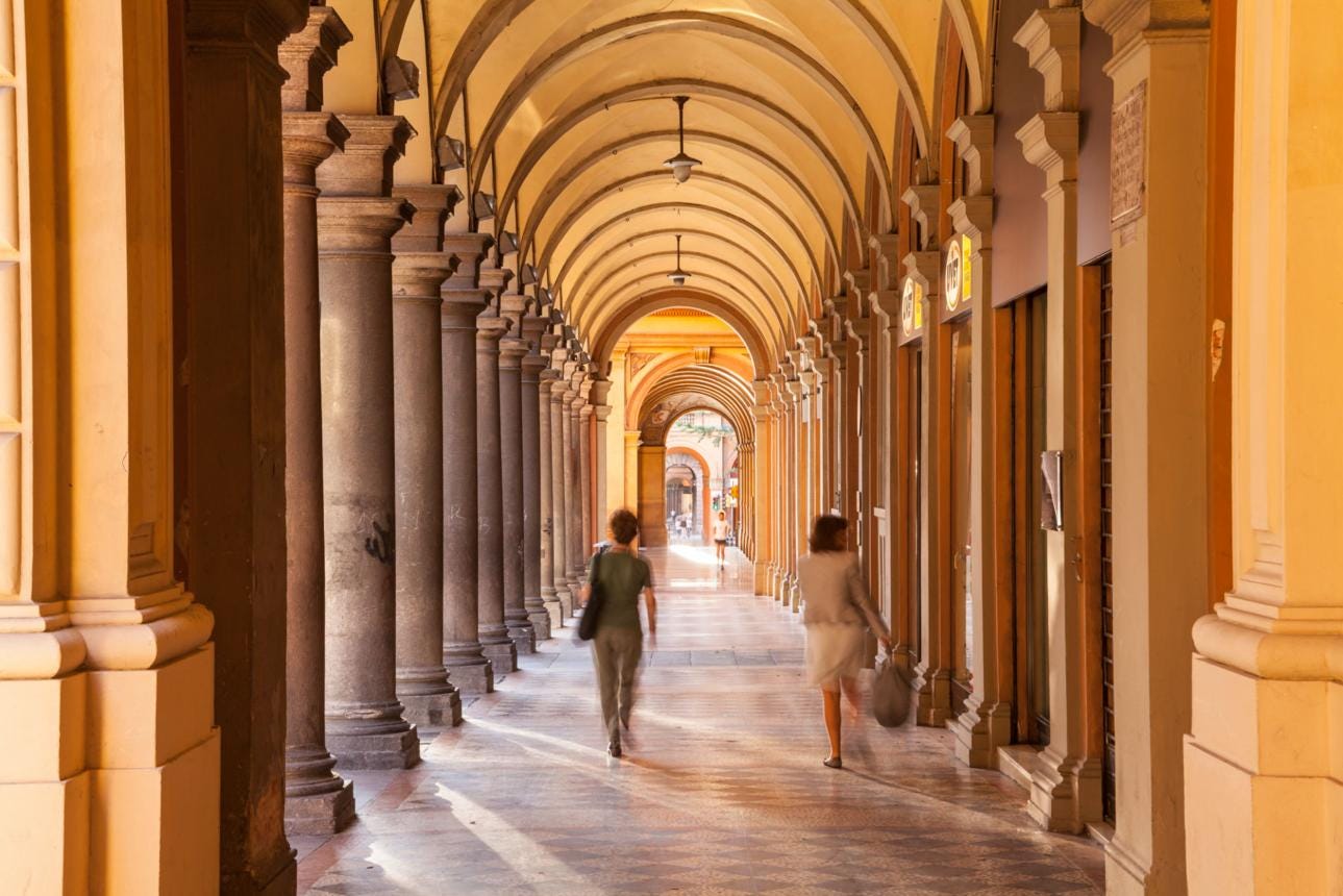 The porticoes of Via Farini, Bologna The porticoes of Via Farini, Bologna