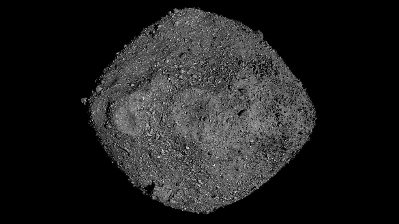 A mosaic of Bennu created from observations made by NASA’s OSIRIS-REx spacecraft, which was in close proximity to the asteroid for over two years. A mosaic of Bennu created from observations made by NASA’s OSIRIS-REx spacecraft, which was in close proximity to the asteroid for over two years.