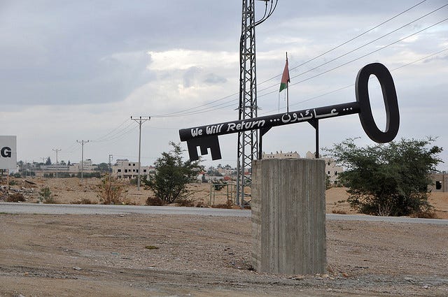 Outside Jericho, with the words "We will return..."