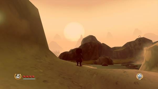 A video game screen with a cartoon character standing on a hill

AI-generated content may be incorrect.