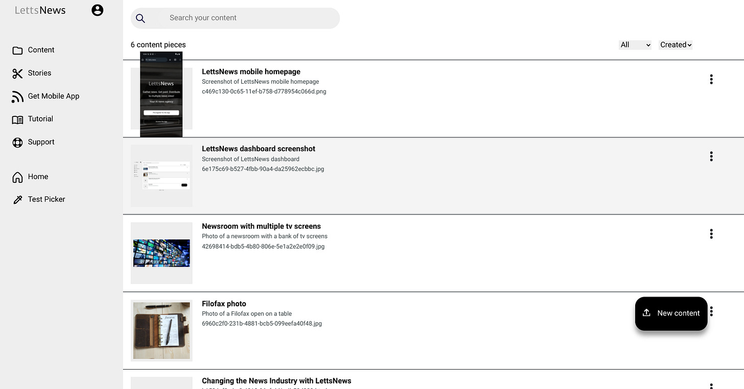 LettsNews dashboard screenshot