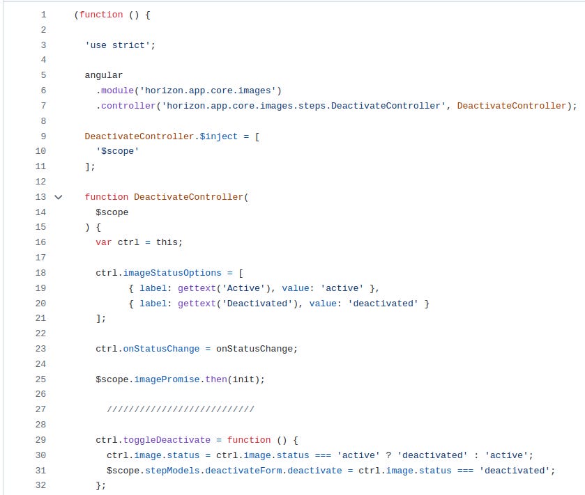 Controller code snippet
