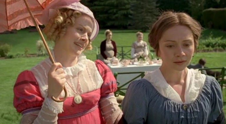 Mrs. Elton and Jane Fairfax at a picnic in the 2009 BBC adaptation. 