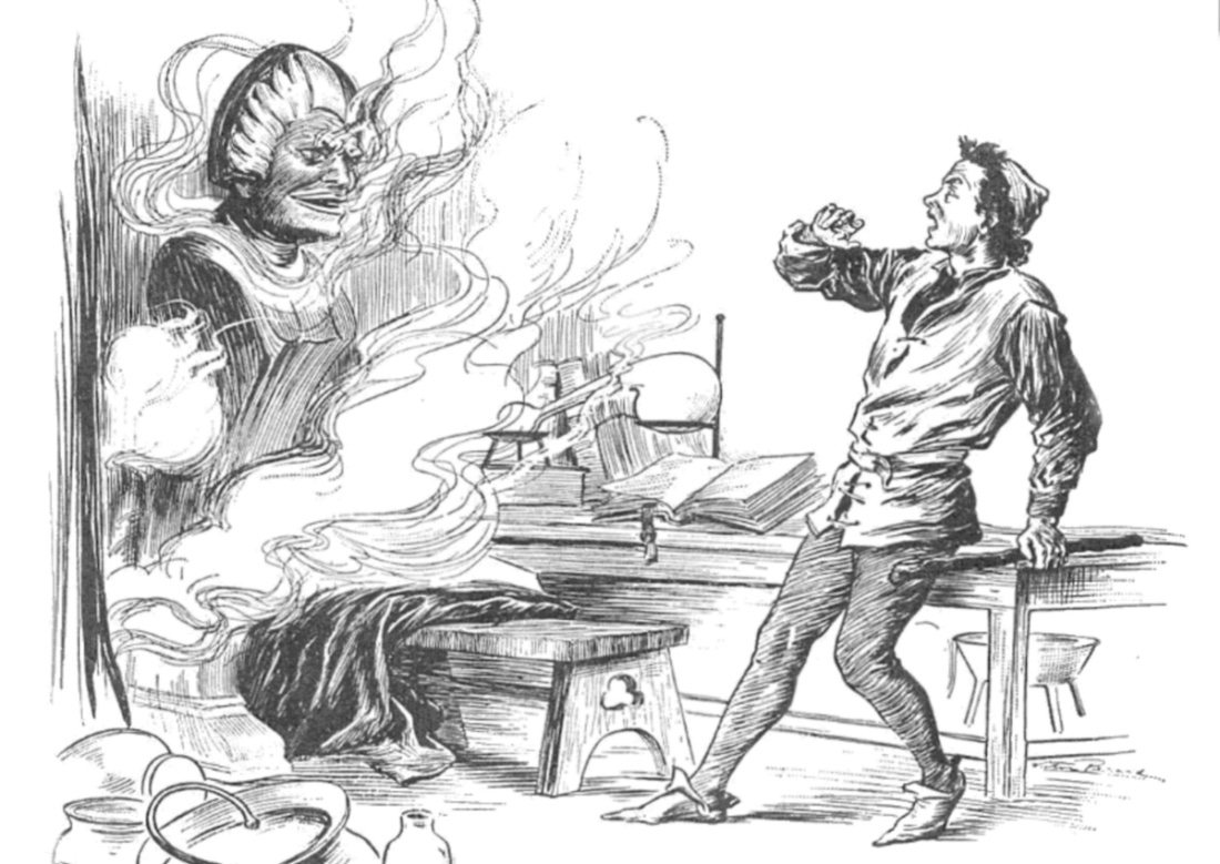 Illustration from "Friar Bacon and the Brazen Head" (from James Baldwin's Thirty More Famous Stories Retold, 1905)