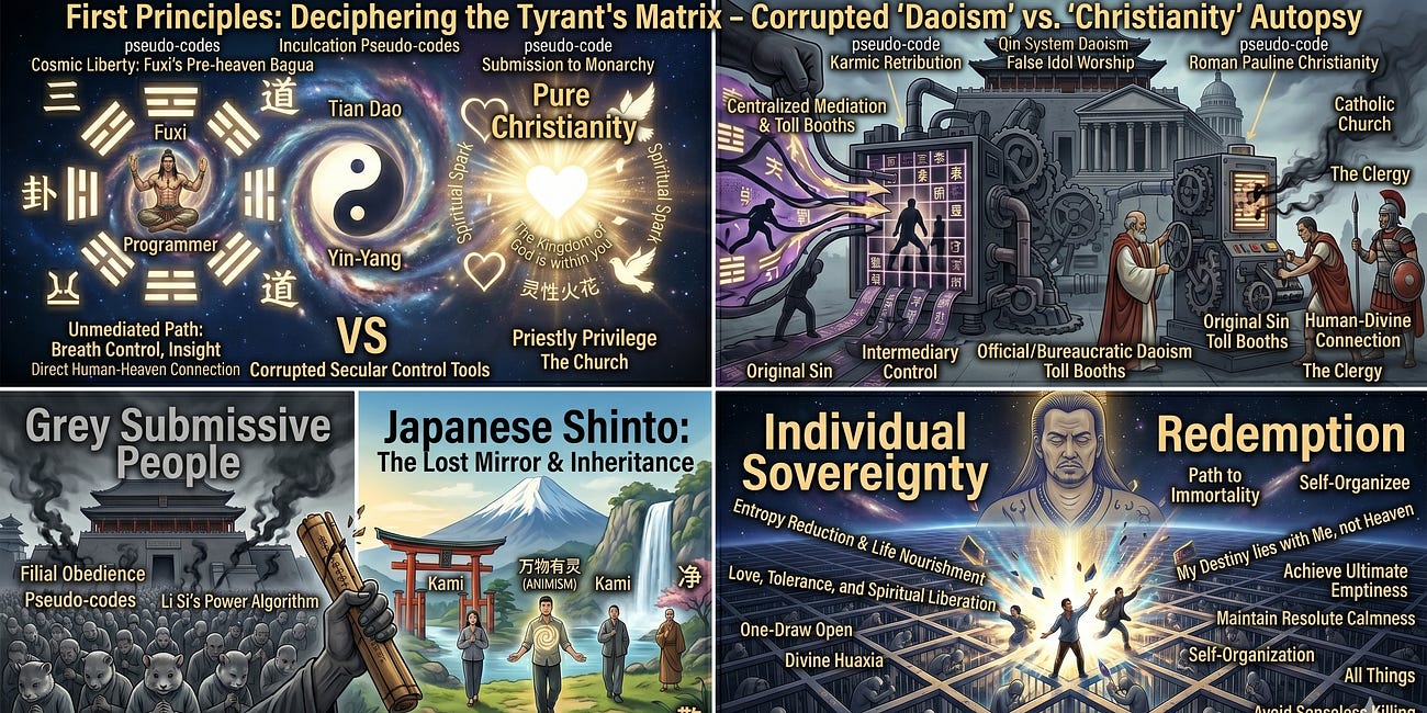 Decoding the Tyrant’s Matrix: Eastern Fuxi’s Cosmic Liberty & Western Jesus's Cosmic Liberty, Li Si’s Power Algorithm & Roman Empire's Power Algorithm, the Stolen Souls of Huaxia and Western World