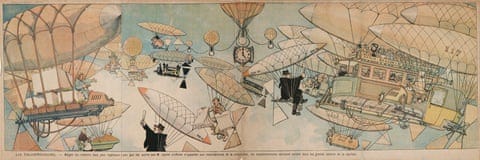 Blimps and winged newspaper sellers collide in the sky Blimps and winged newspaper sellers collide in the sky