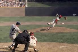 Bob Gibson delivers pitch at Tiger Stadium in 1968 World Series.