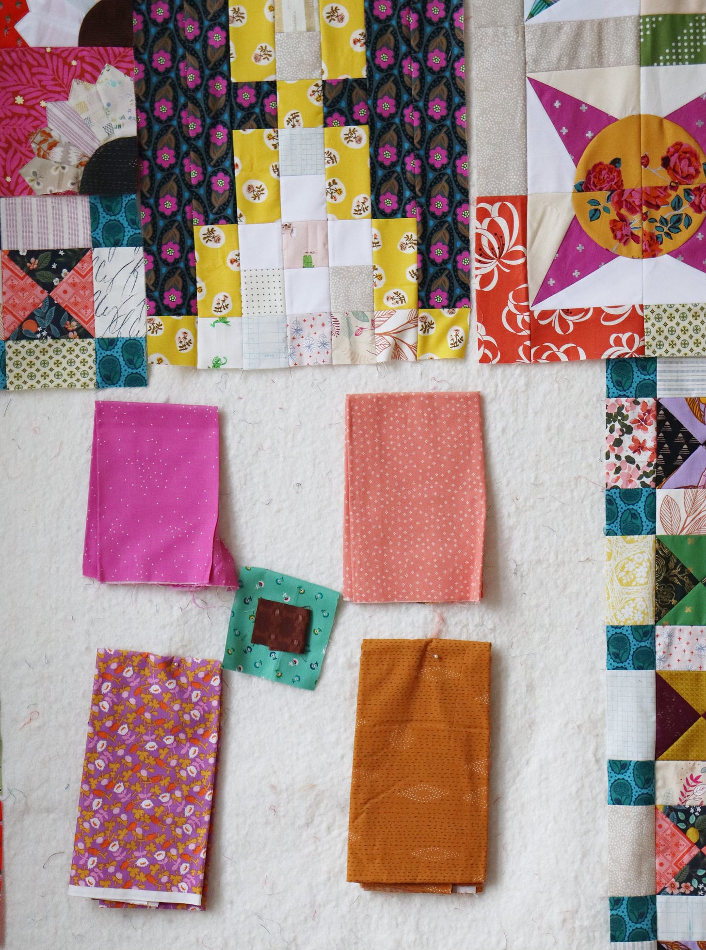 Iris patchwork - by Rachel LaBour - stitched in color