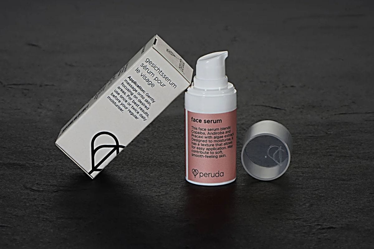 Peruda face serum and box.