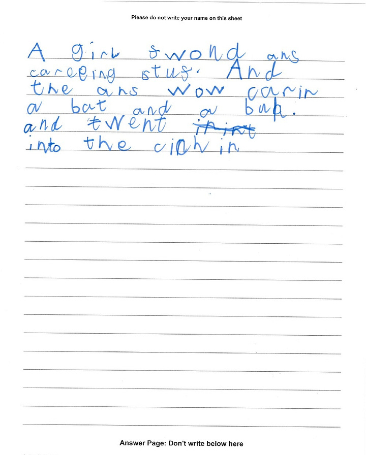 Year 1 writing (left non PP 57%, right PP 43%)