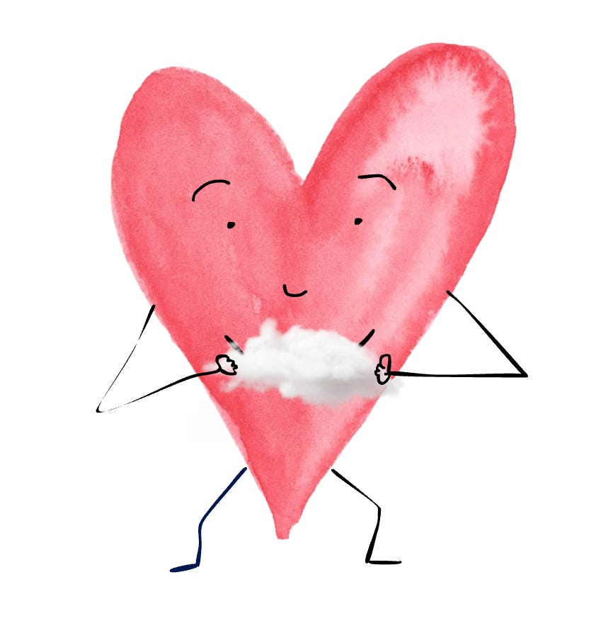 Heart holding a cloud