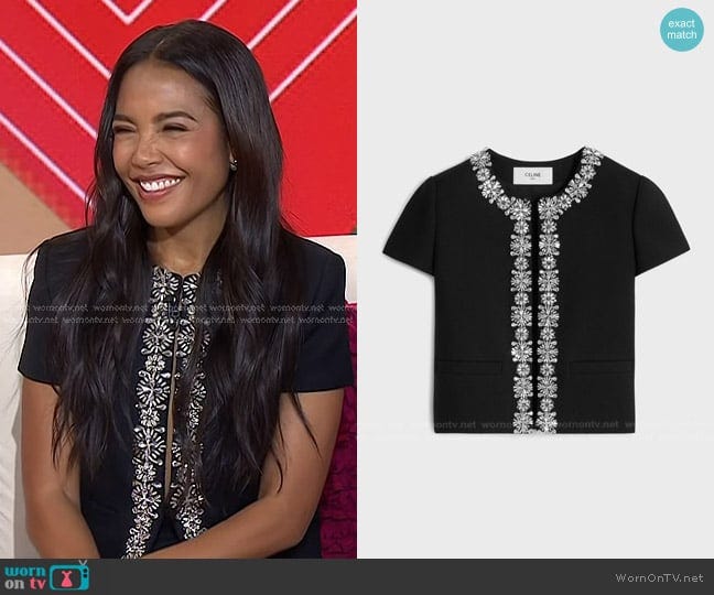 WornOnTV: Emma Grede's black embellished short sleeve jacket ...