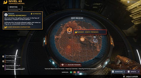 Three screenshots of the Helldivers 2 maps, including the Galactic Map and Insertion Map