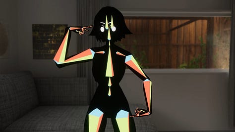 In this image, Noppers changes into Franada's reference avatar for rig examples.
