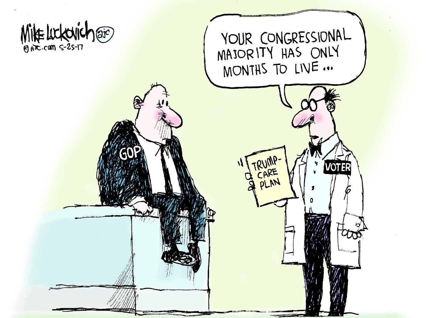Political cartoon U.S. GOP congressional majority healthcare risk Political cartoon U.S. GOP congressional majority healthcare risk