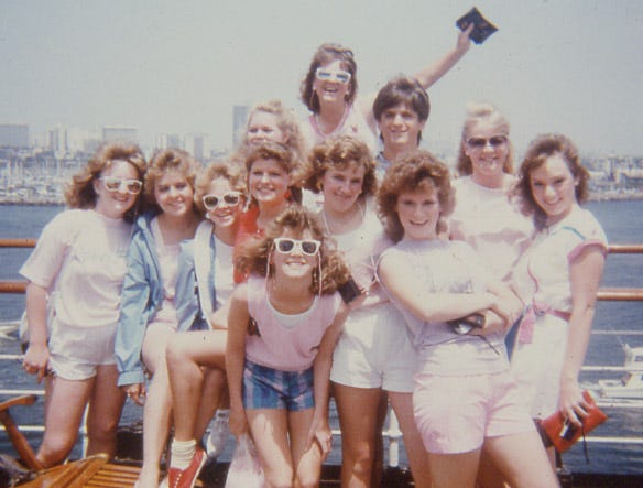 May be an image of one or more people, blonde hair and bangs