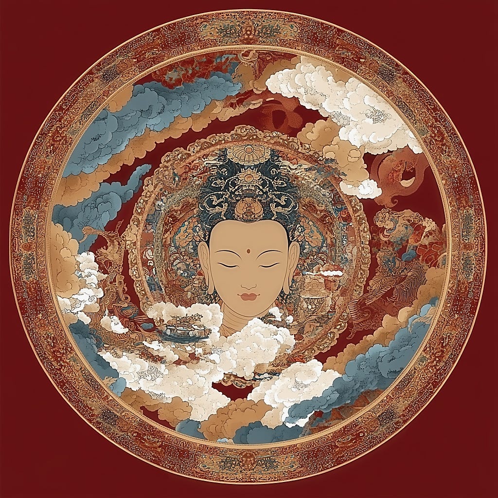 Image of a mandala with a woman's face at its center