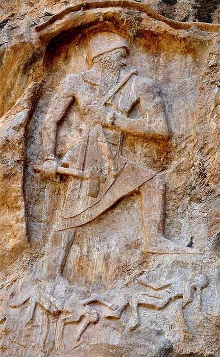 Possible relief of Naram-Sin at Darband-i-Gawr, celebrating his victory over Lullubi king Satuni. Qaradagh Mountain, Sulaymaniyah, Iraqi Kurdistan.( Osama Shukir Muhammed Amin/CC BY-SA 4.0)