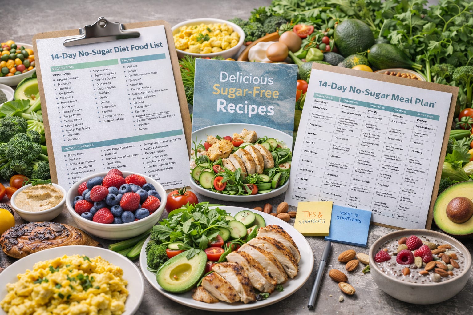 Your Complete 14-Day No-Sugar Blueprint: Foods, Recipes, and Real Solutions