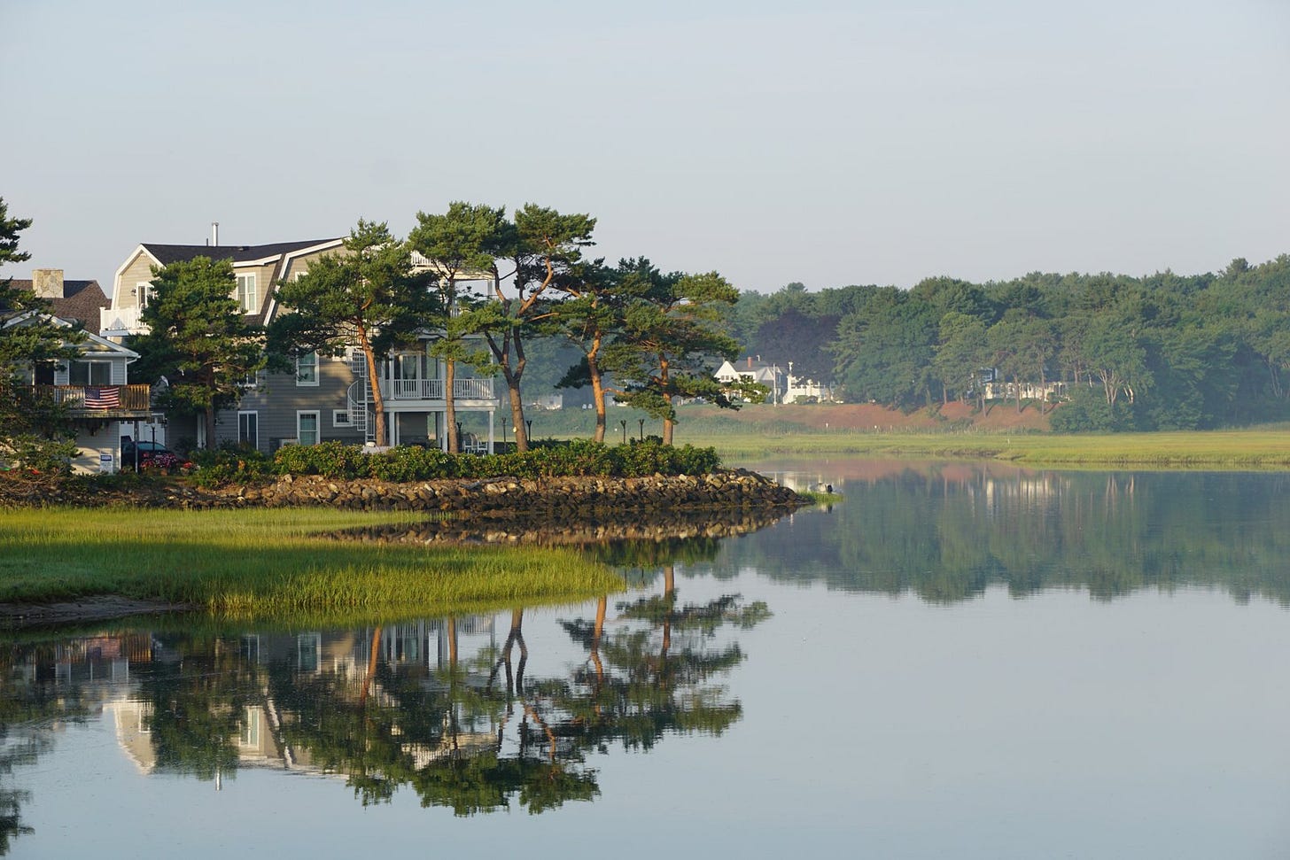 The Ogunquit River and beach in Ogunquit, Maine, which the cottages at The Dunes on the Waterfront face