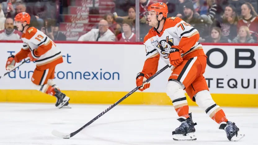 Ducks defenseman John Carlson handles the puck Ducks defenseman John Carlson handles the puck