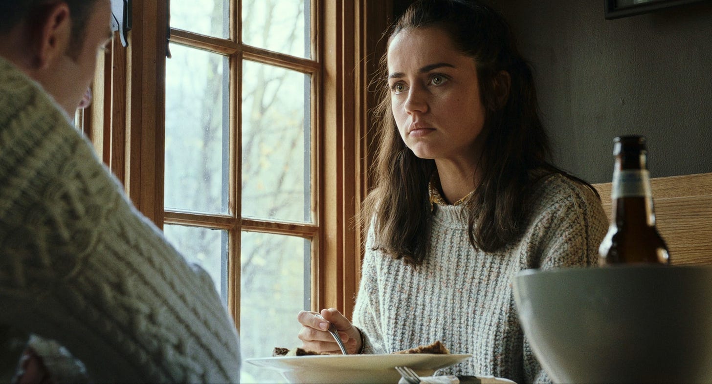 Ana de Armas as Marta Cabrera on the phone in KNIVES OUT.
