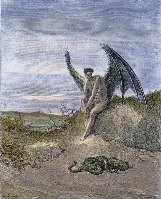 Framed Print of Milton: Paradise Lost Print - Satan and the Snake. Framed  Print from Granger
