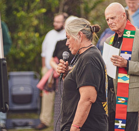 Betty Osceola and others gather to protest "Alligator Alcatraz".
