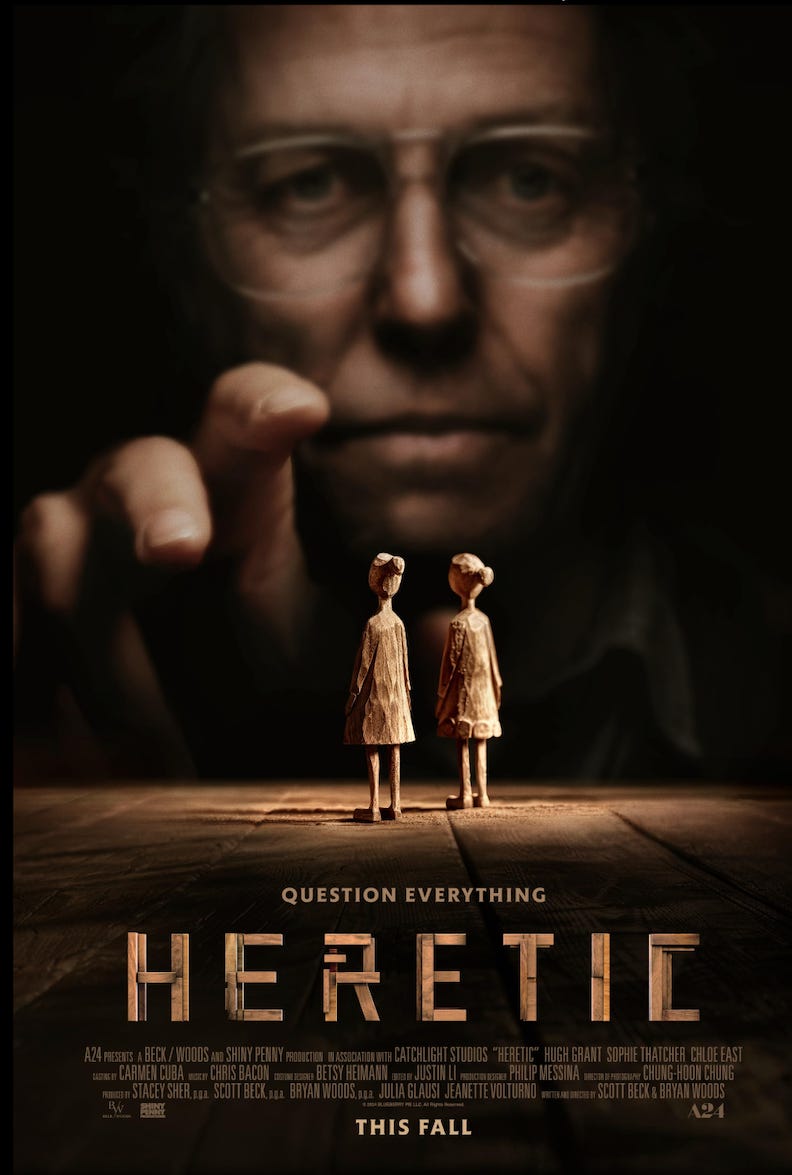 Movie poster for Heretic by A24 Movie poster for Heretic by A24