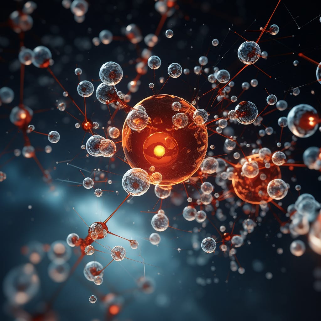Animated visualization of atoms splitting