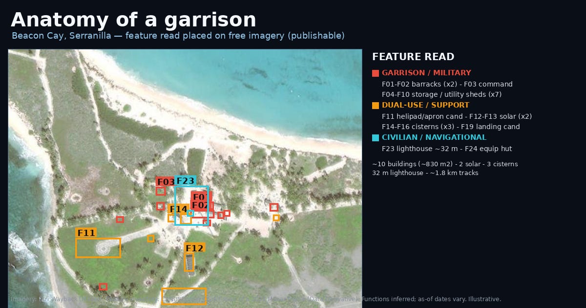 Beacon Cay feature read on free imagery