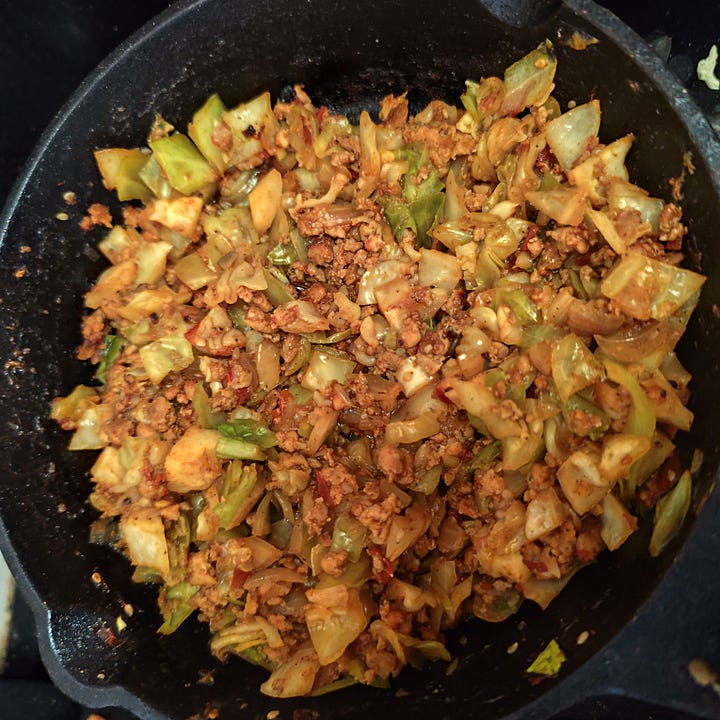 Chinese style cabbage dish with minced meat and stock