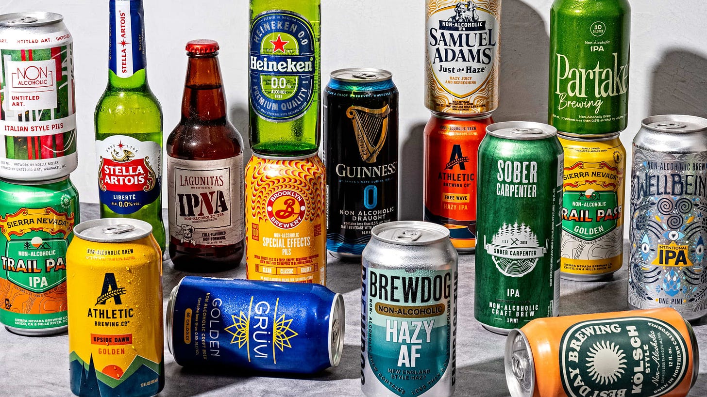 WASHINGTON, DC -  MARCH 11: Non-alcoholic beers photographed for Food in Washington, DC on March 11, 2024. (Photo by Scott Suchman for The Washington Post via Getty Images; food styling by Lisa Cherkasky for The Washington Post via Getty Images)
