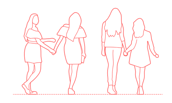 Young Adults Holding Hands - Women - Back Dimensions & Drawings | Dimensions.com Young Adults Holding Hands - Women - Back Dimensions & Drawings | Dimensions.com