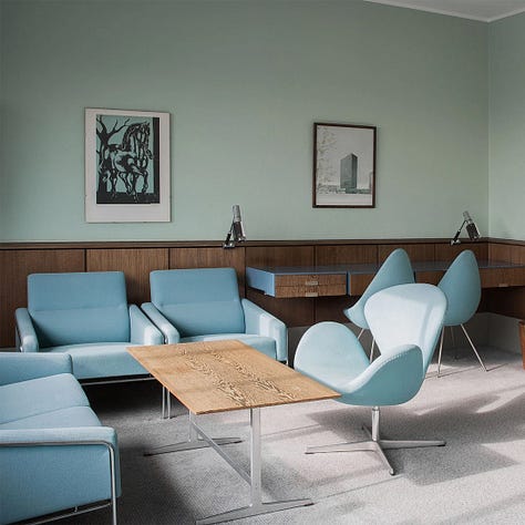 SAS Royal Hotel - Architecture, Furniture, Cutlery and Glasses by Arne Jacobsen (Images: Arne Jacobsen, Norm Architects, Scandinavian Objects)