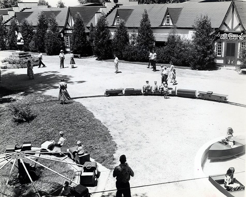 Vintage kiddie rides at Holiday World in Indiana