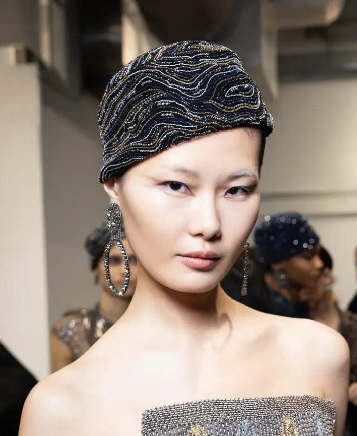 bleached eyebrows look from the Giorgio Armani fashion show