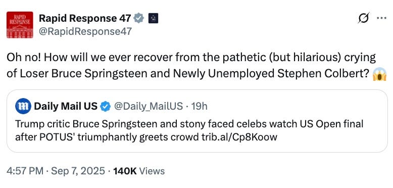 All these Fake News Losers do is lie because their pea-sized brains have been irreversibly destroyed by TDS.” All these Fake News Losers do is lie because their pea-sized brains have been irreversibly destroyed by TDS.”