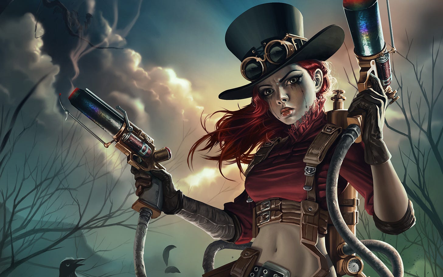 steampunk, weapons, warrior, makeup