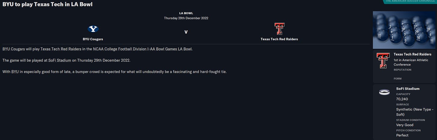 Football Manager 2023 LA Bowl