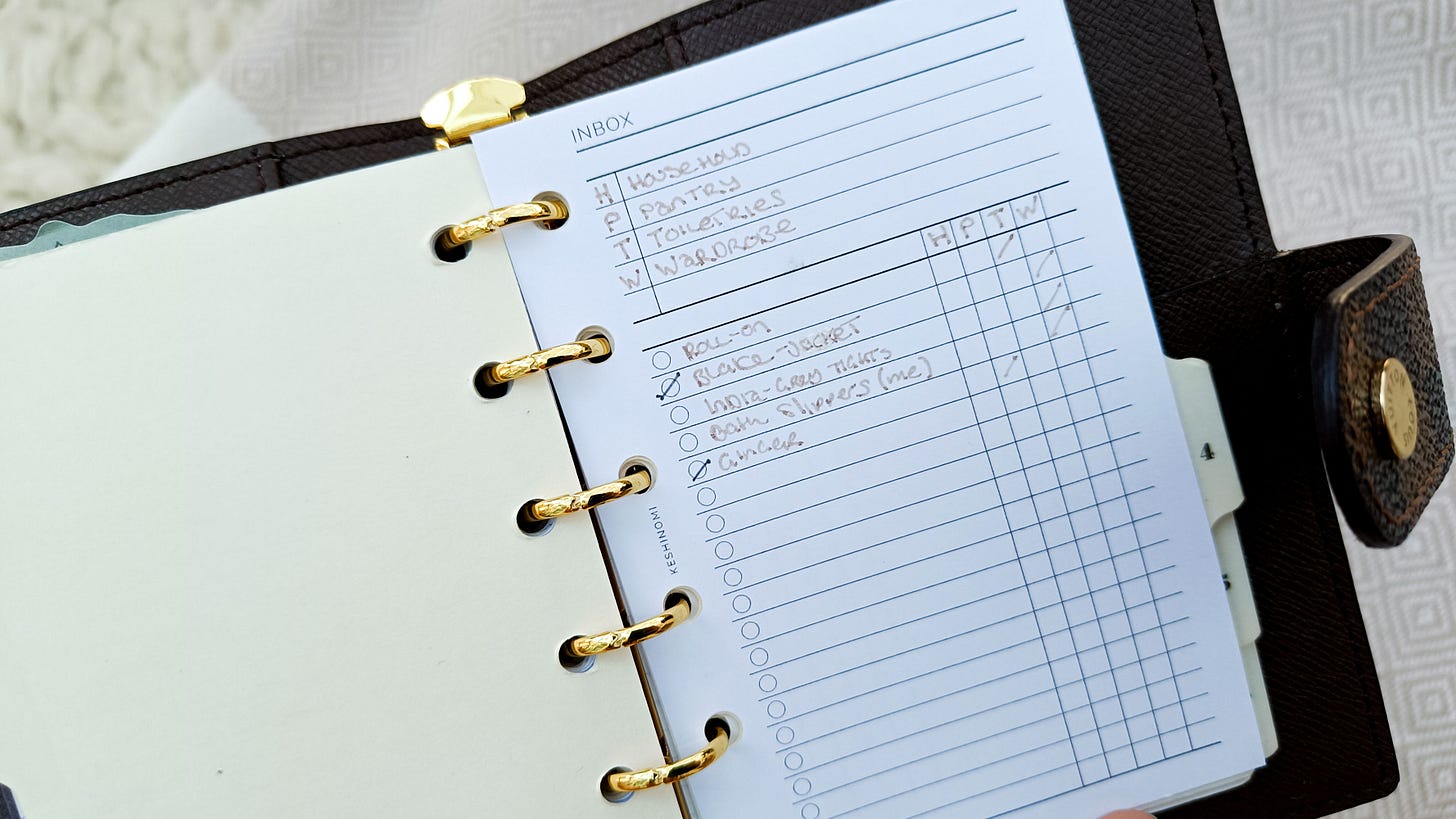 Inbox planner insert