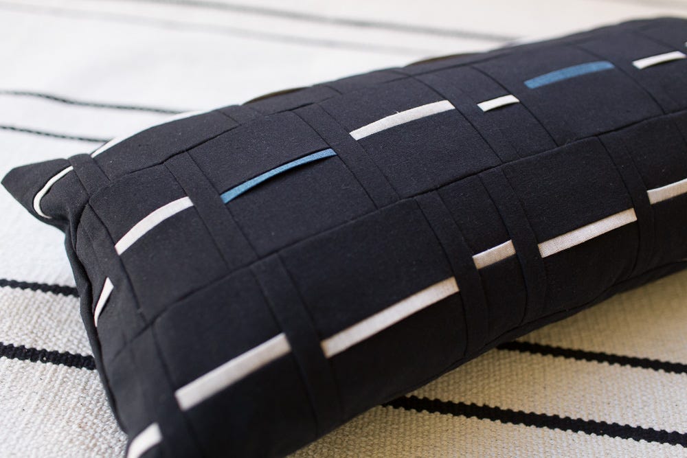 Black + Blue Pathway Pillow - Noodlehead