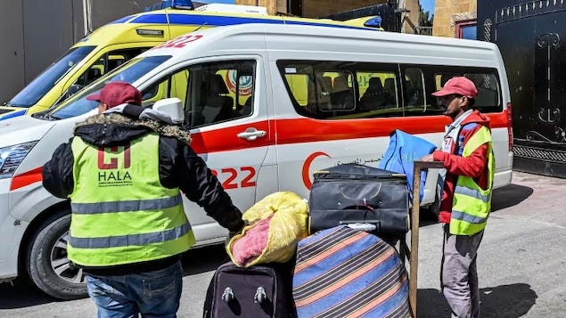 Workers with the Egyptian company Hala Consulting and Tourism wait with luggage on the Egyptian side of the Rafah border crossing on March 23. Leaving Gaza has always been complicated, but as the war between Israel and Hamas continues, paying companies like Hala thousands in 'travel co-ordination fees' is often the only way out. Workers with the Egyptian company Hala Consulting and Tourism wait with luggage on the Egyptian side of the Rafah border crossing on March 23. Leaving Gaza has always been complicated, but as the war between Israel and Hamas continues, paying companies like Hala thousands in 'travel co-ordination fees' is often the only way out.