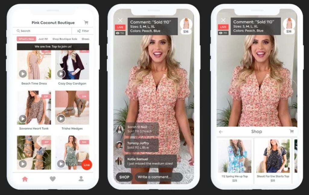 livestream shopping on livestream commerce app