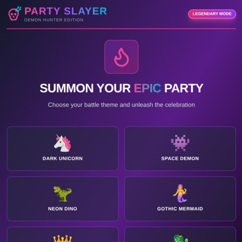 screenshots of a Party Planner app page
