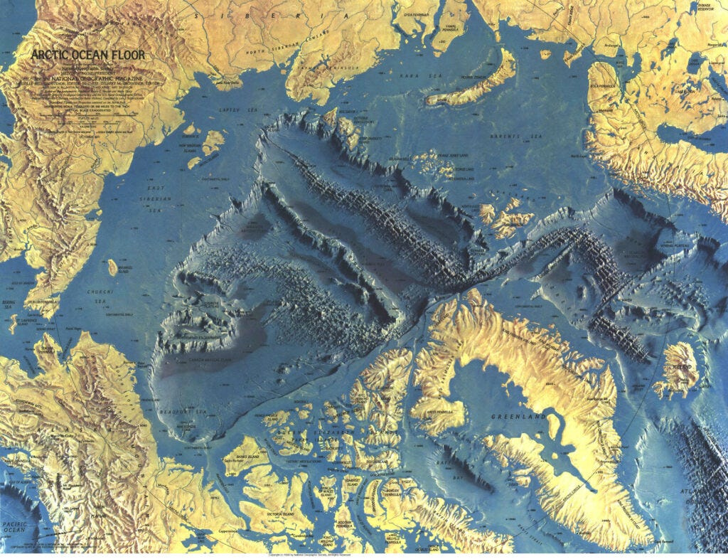 Mapa del fondo del Océano Ártico (1971) Mapa del fondo del Océano Ártico (1971)