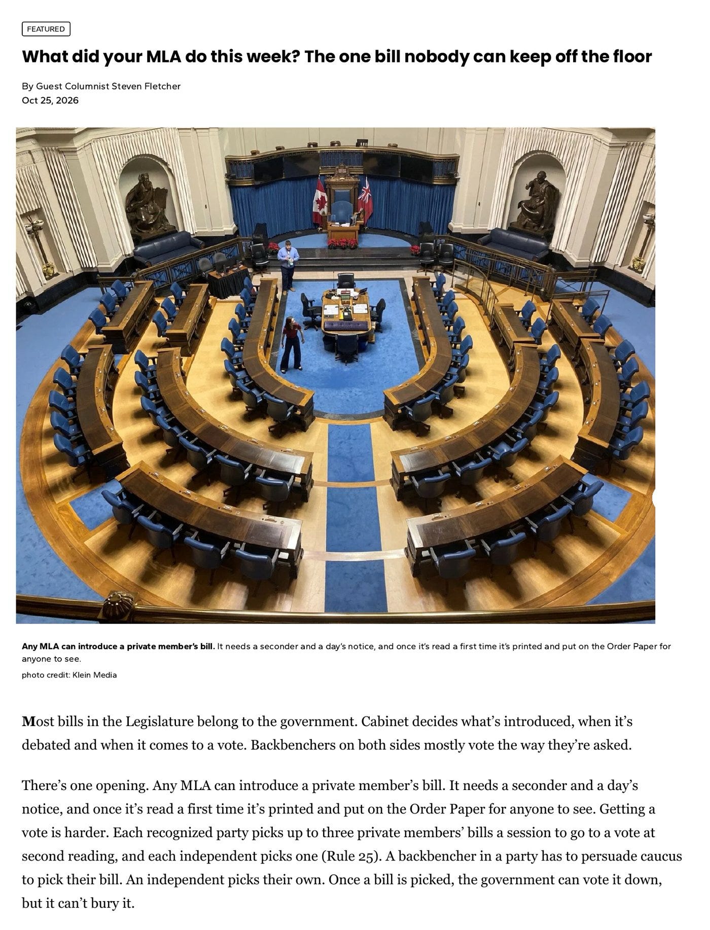 What did your MLA do this week? Column 3: The one bill nobody can keep off the floor