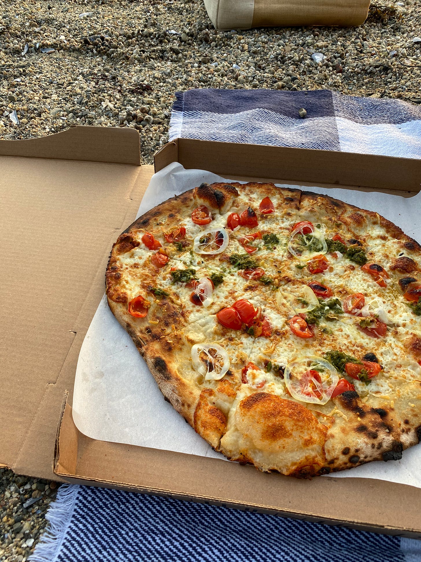 A Tinder Hearth pie on the beach A Tinder Hearth pie on the beach