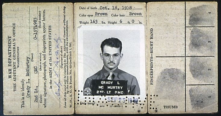 09/25/1942) War Department Identification card | The Grady McMurtry Project