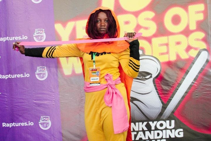 Pictures of cosplayers from previous editions of the lagos comic con